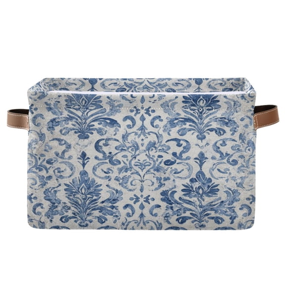 1-Pack Square Closet Organizers with Handles Open Basket Bins Vintage Watercolor Floral Pattern Storage Basket for Home Office