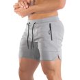 thumbnail image 1 of YM Men's 5" Gym Workout Shorts,Fitted Jogging Short Pants for Bodybuilding Running Training with Zipper Pockets Light Grey Large, 1 of 1