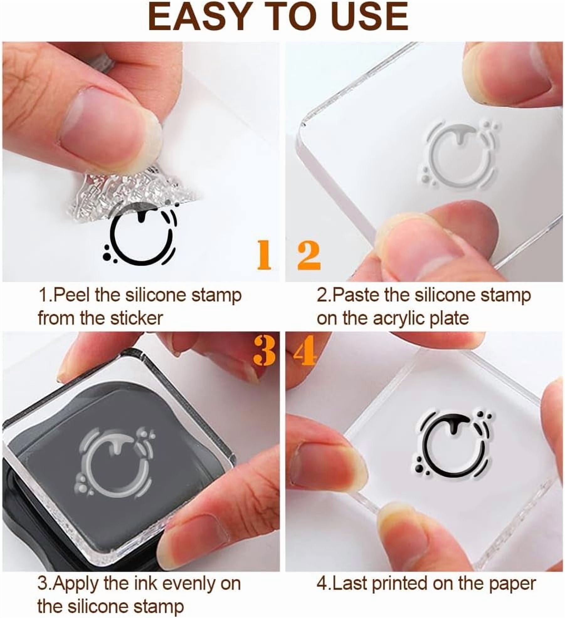 29 Pcs Acrylic Stamps for Crafting Card Making Supplies Set Include 3 Acrylic Clear Stamp Blocks 6 Clear Silicone Stamps Seals 20 Craft Ink Pads Stamp for DIY Scrapbooking Journal Black