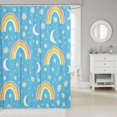 thumbnail image 2 of Manfei Cartoon Rainbow Shower Curtain 72Wx84L, Moon Groovy Flower Bathroom Shower Curtain, Sky Blue, 2 of 5