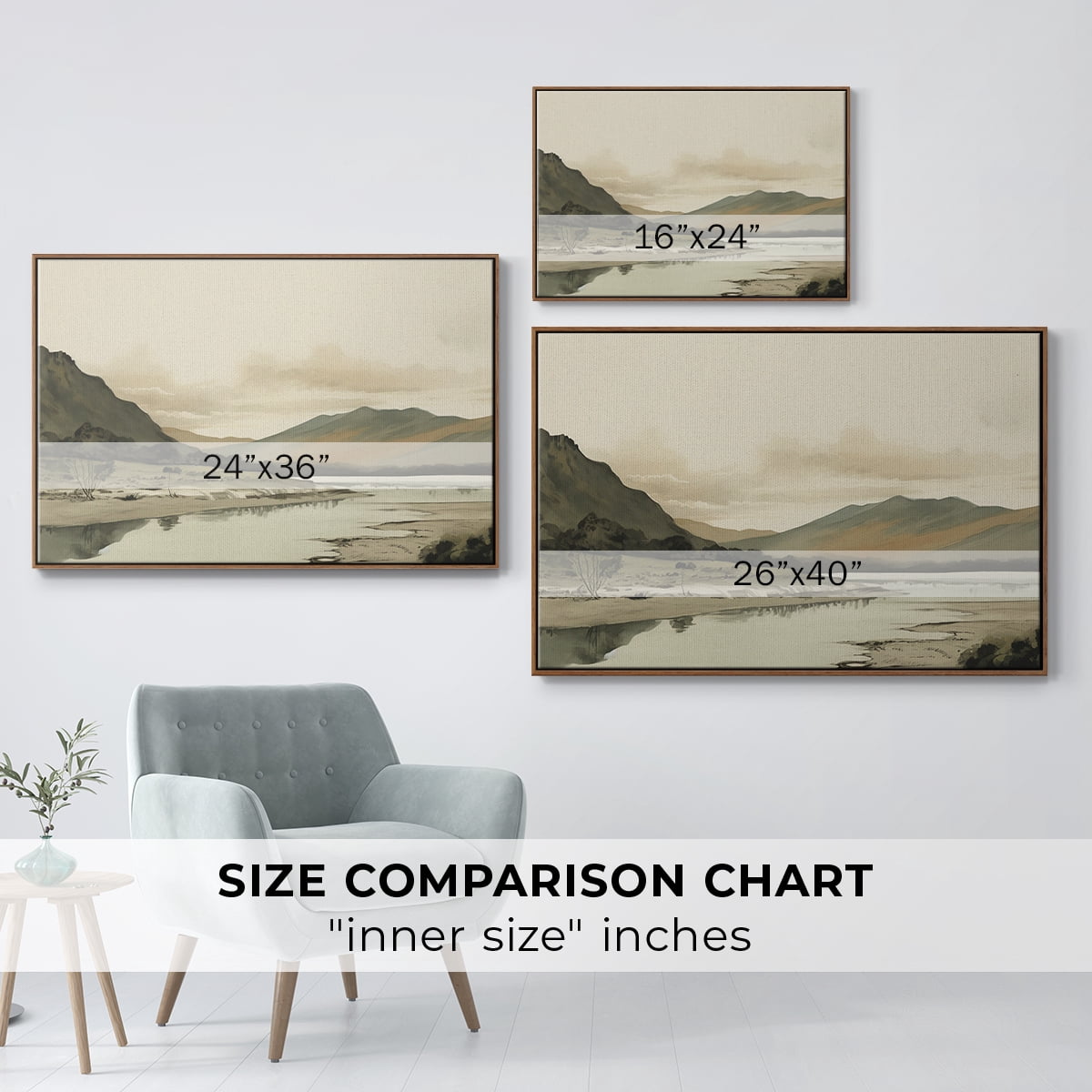 Vintage Landscape-XX By Wexford Home Framed in Walnut Wood Gallery Wrapped Canvas 27 in. x 41 in.