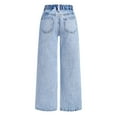 thumbnail image 3 of Baggy Jeans for Girls Wide Leg Ripped High Elastic Waisted Denim Pants 6-14 Years (Light Blue 6-7 Years), 3 of 4