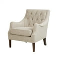 thumbnail image 3 of Accent Chair, Modern Button Tufted Upholstered Armchair with Solid Wood Legs, Ergonomic Single Sofa Chair with Curved Armrest & Padded Cushion, Mid-Century Retro Wingback Chair Living Room Chair Beige, 3 of 6