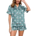 thumbnail image 2 of ASFGIMUJ 2 Piece Pajamas For Women Floral Graphic Print Short Sleeve Pj Sets Button Shirt And Shorts Loungewear Sets Home Wear, 2 of 4
