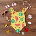 thumbnail image 5 of Abcomgle Kids One Piece Swimsuit Girls Ruffled Stretchy One Piece Swimsuits for Little Girls Cute Watermelon Graphic Swimwear for Girls, 5 of 7