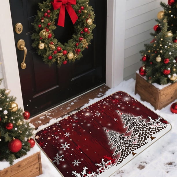 Adornos navideños, alfombras navideñas, tapete navideño, tapete navideño, tapete navideño, tapete navideño decorativo para sala de estar, dormitorio, cocina, baño, tapetes de poliéster