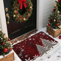 Horivan Christmas Door Mat Non Slip Holiday Floor Rug Festive Home Decor for Entryway Kitchen Bathroom Washable Soft Indoor Outdoor Welcome Mat