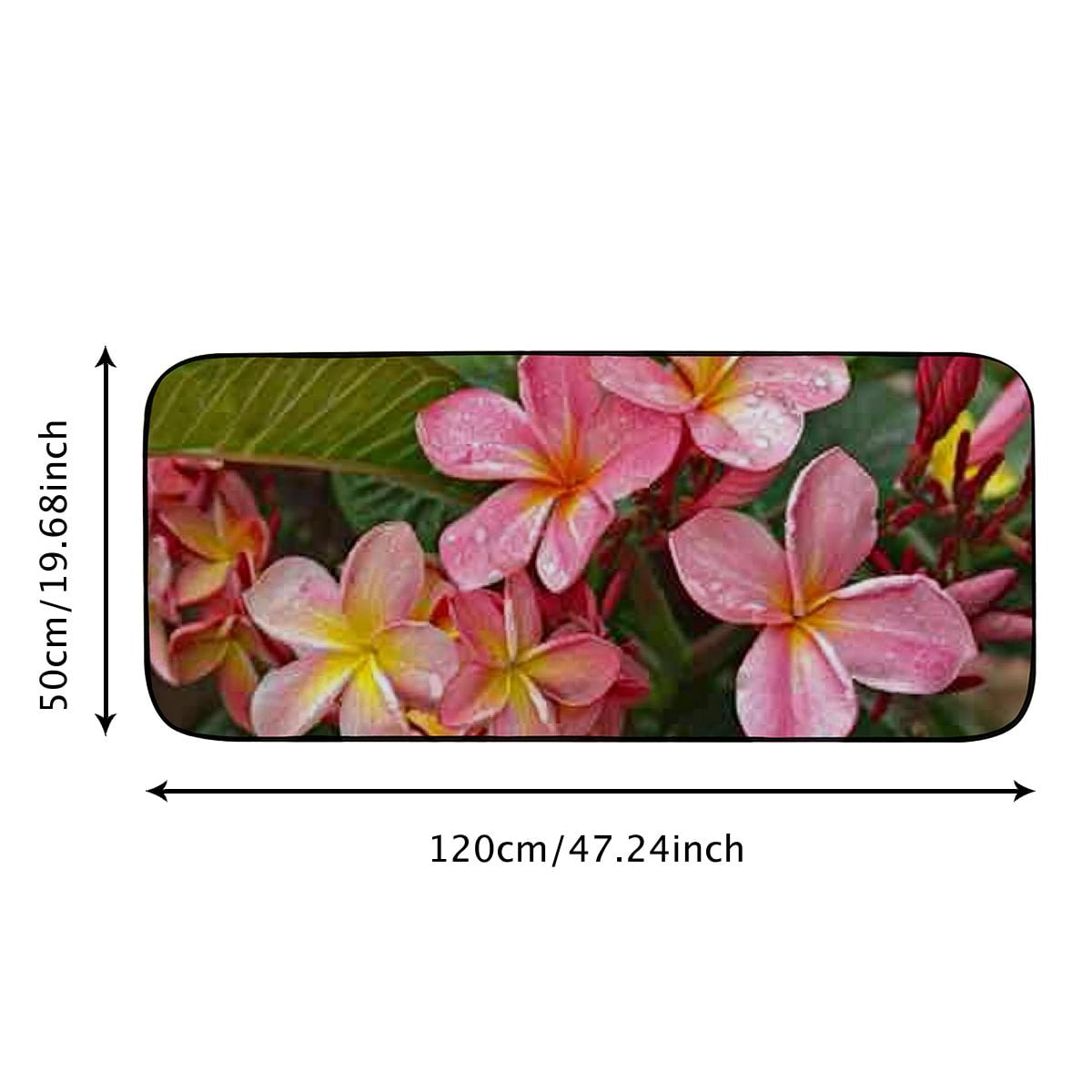 Heduofu Decorative Door Mat, Door Mat with Non-Slip Rubber Backing, Easy Cleaning, Traps Dirt, Rug for Entry, Patio, Garage  - Porcelain Flower Purple Season Green Plant Leaf 19.68*47.24 in