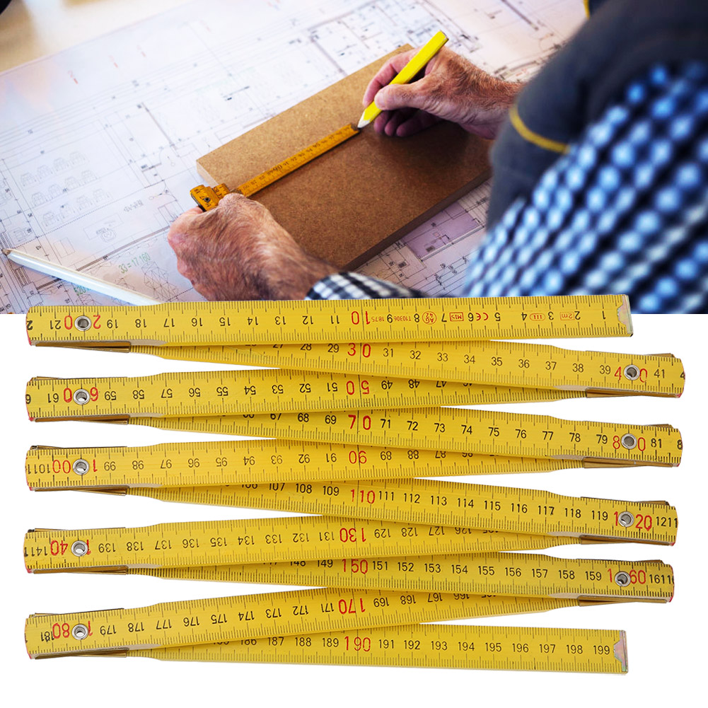 Portable Carpenter's Yardstick Wooden Folding Ruler