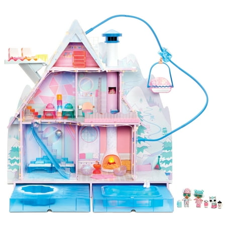 L O L Surprise Winter Disco Chalet Wooden Doll House With