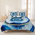 thumbnail image 3 of Twin Quilt Set 68''x86'', Blue Abstract Marble Lightweight Summer Bedspread Coverlet Set with 2 Pillow Shams, Modern Abstract Art Breathable All Season Quilt Bedding for Dorm/Bedroom, 3 of 9