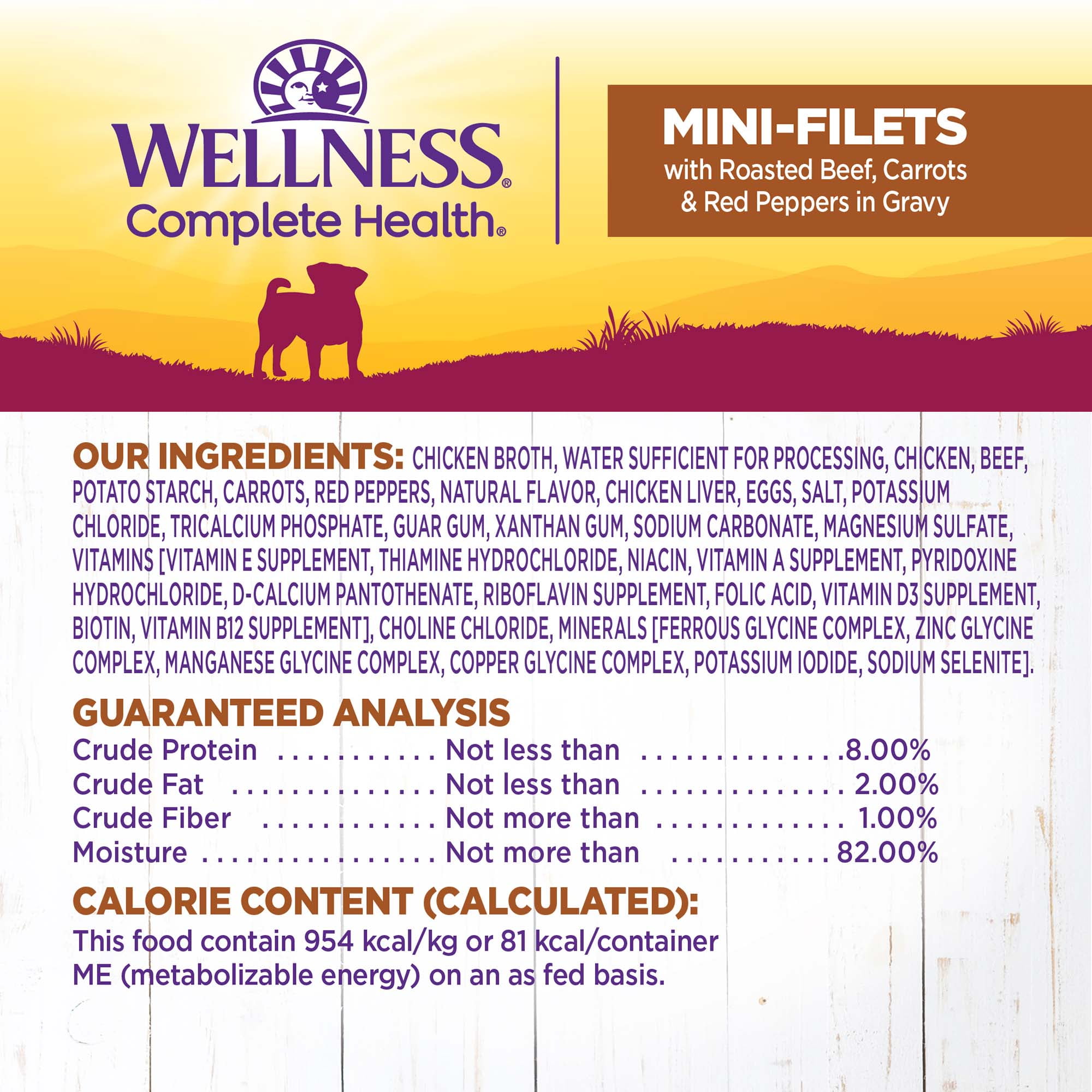Wellness Petite Entrées Mini Fillets Grain Free Natural Wet Small Breed Dog Food, Roasted Beef, Carrots & Red Peppers, 3-Ounce Cup (Pack of 24)
