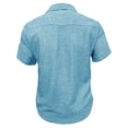 thumbnail image 3 of Mens Linen Shirt Casual Short Sleeve Button Down Shirts Summer Beach Vacation Tops Cyan S, 3 of 6