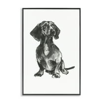Stupell Industries Dachshund Sitting Drawing Animals & Insects Drawing Black Framed Art Print Wall Art, 20 x 30