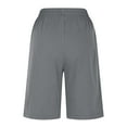 thumbnail image 6 of Olyvenn Womens Summer Casual Shorts with Side Pockets Knee Length Straight Leg Elastic Waisted Short Slacks 2025 Hiking Shorts Gray XXL, 6 of 7