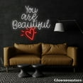 thumbnail image 4 of Glowneon You Are Beautiful Neon Sign, Custom Motivation Quotes Led Sign, Bar Decor, Girl Room Decor, 4 of 5
