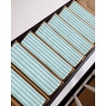 thumbnail image 3 of Teal Linen Stripes Stair Treads Non Slip for Steps Vintage Country 7 Pcs Reusable Adhesive Stair Runner Mats for Dogs Elders Carpet Treads Rugs for Staircase 8x30 In, 3 of 7