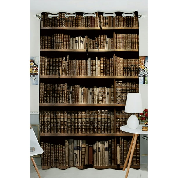 Phfzk Educational Window Curtain Old Library Books Bookshelf Window Curtain Blackout Curtain For Bedroom Living Room Kitchen Room 52x84 Inches One Piece Walmart Com Walmart Com