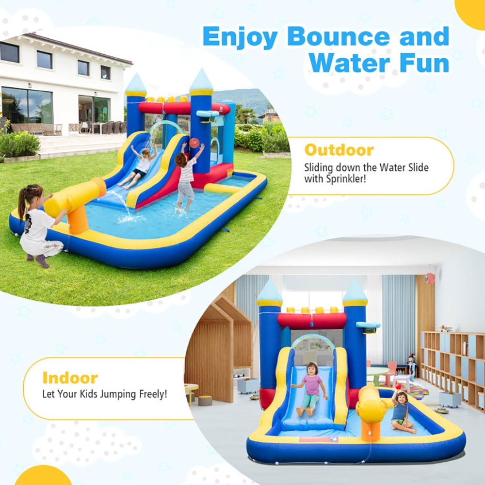 Aimee Lii Inflatable Water Slide Bounce House with 680W Blower and 2 Pools, Kids Water Park Bounce House