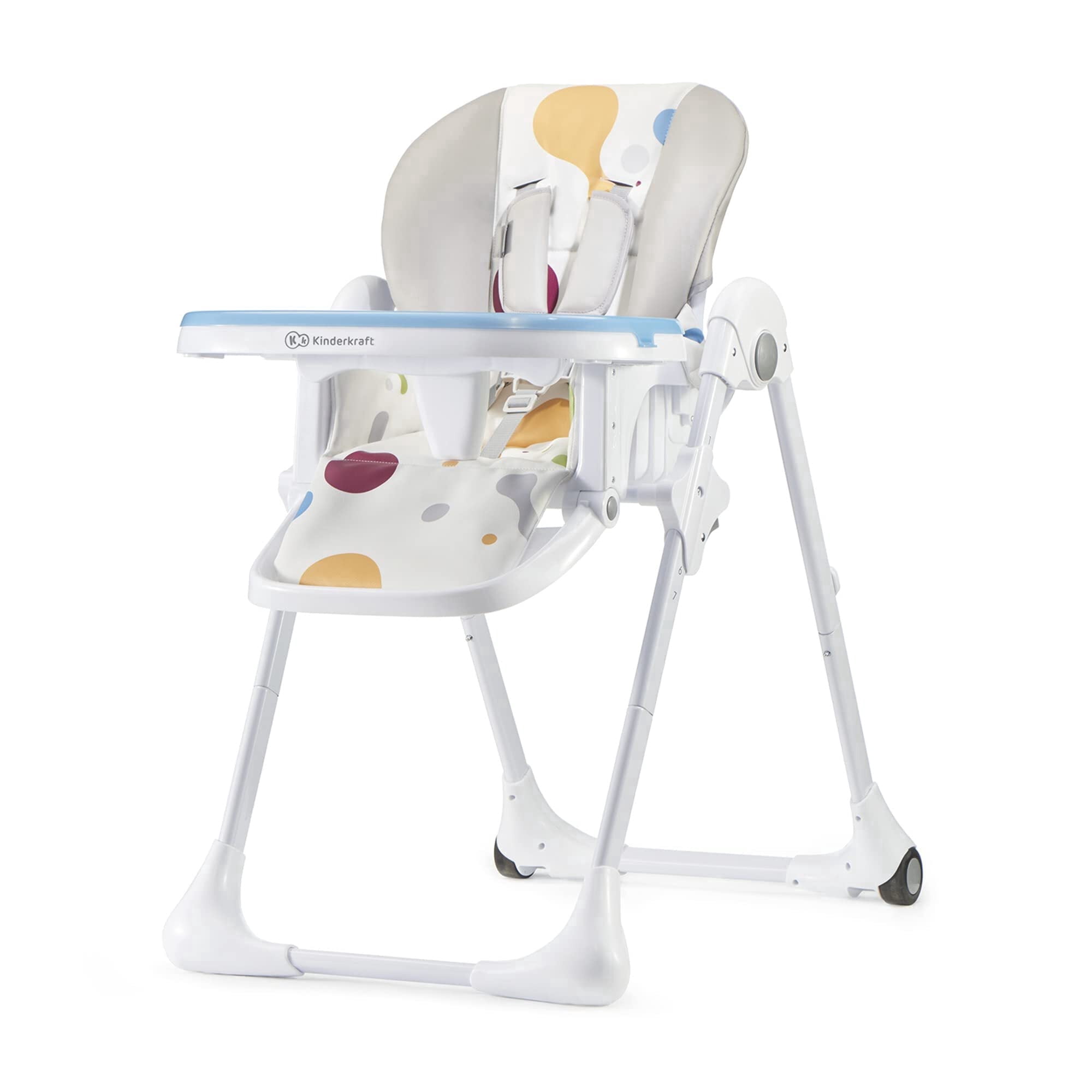 Kinderkraft YUMMY Adjustable Baby High Chair, Foldable Toddler Feeding Chair with Removable Tray, 6 Months to 3 Years, Multicolor