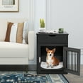 thumbnail image 3 of Costway 2-In-1 Furniture Dog Crate with Drawer Wired & Wireless Charging Side End Table Black, 3 of 10
