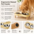 thumbnail image 5 of Stainless Steel Double Pet Bowl with Raised Wood Stand, Elevated Dog and Cat Feeder for Neck Protection, Spill-Proof Tray and Non-Slip Base, Rust-Resistant Food and Water Bowls, 1PC, 5 of 8