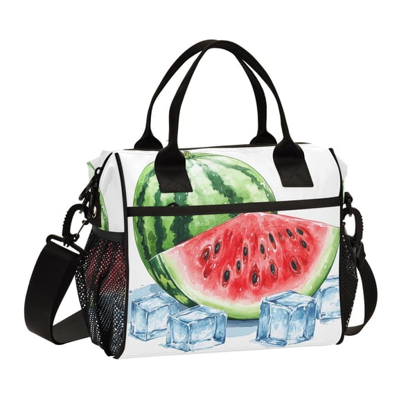 Ckdifva Watermelon and Ice Cubes Cooler Bag Cooler Cooling Tote Lunch Bag Lunch Box Front Pocket with Shoulder Strap
