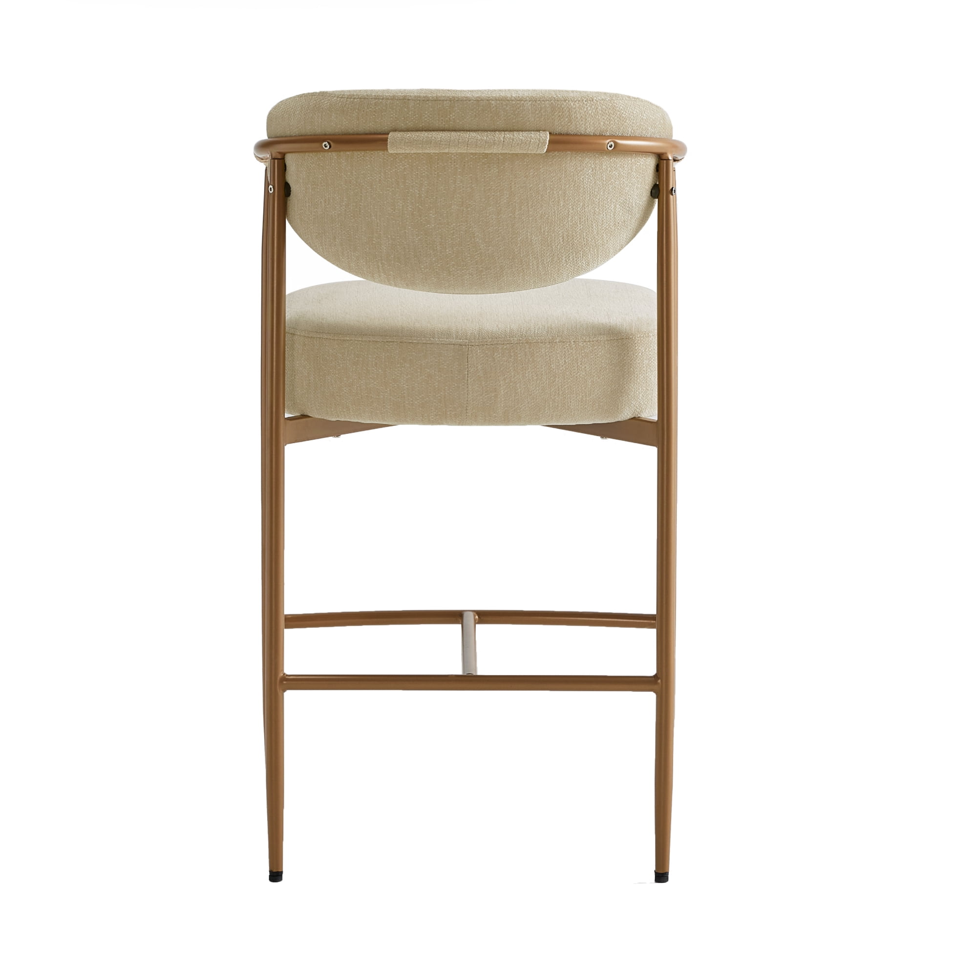 Spruce & Spring Modern Counter Bar Stool with Woven Strap Arms & Gold Metal Frame Set of 2, Oatmeal with Gold Frame