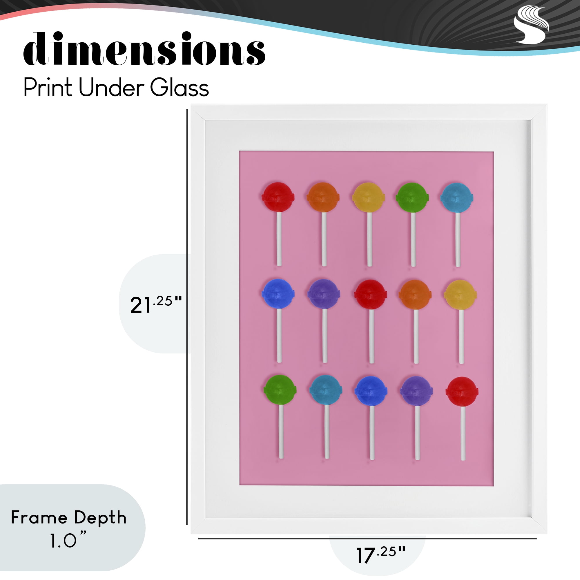 Stupell Industries Rainbow Lollipop Grid White Framed Print Under Glass, design by LISH Creative