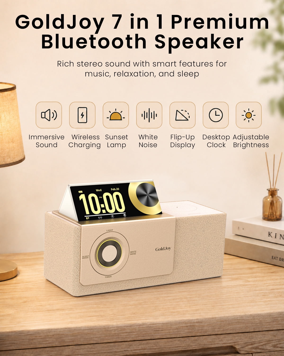 GoldJoy Bluetooth Portable Speaker, Gold