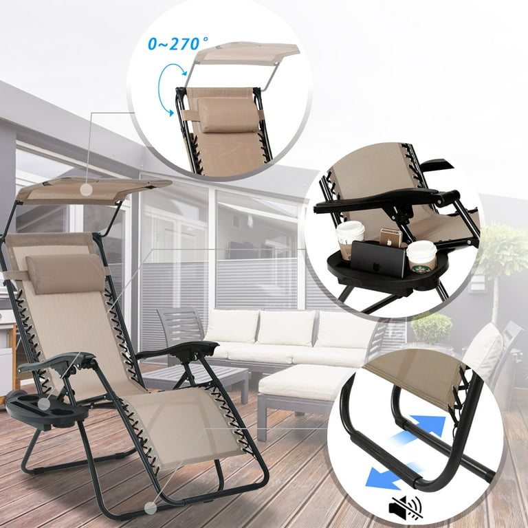 2 pcs zero gravity chair lounge patio chairs with canopy cup holder ho74 online