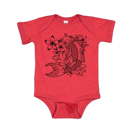 

Inktastic Koi Fish Illustration Black Gift Baby Boy or Baby Girl Bodysuit