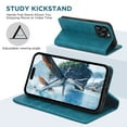 thumbnail image 4 of Allytechgroup Wallet Case for iPhone 13 Pro, Built-in Credit Card Slot RFID Blocking PU Leather Flip Stand Magnetic Closure Case Military Grade Drop Protection for iPhone 13 Pro, Bluegreen, 4 of 7