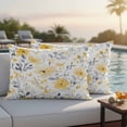 thumbnail image 5 of Country Style Pillow Covers 2 Pack Yellow Flowers Gray Leaf Floral Pillowcase Waterproof Outdoor Throw Pillow Cover for Patio Balcony Rectangular Cushion 20”x12”, 5 of 9