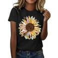 thumbnail image 1 of LUOGENLI T-shirts pour Femmes T-shirts à la Mode Imprimés Tournesol Col Rond Manches Courtes Sports Décontractés T-shirts Graphiques 4TG pour Femmes T-shirts de la Saint-Patrick Noir P, 1 of 5