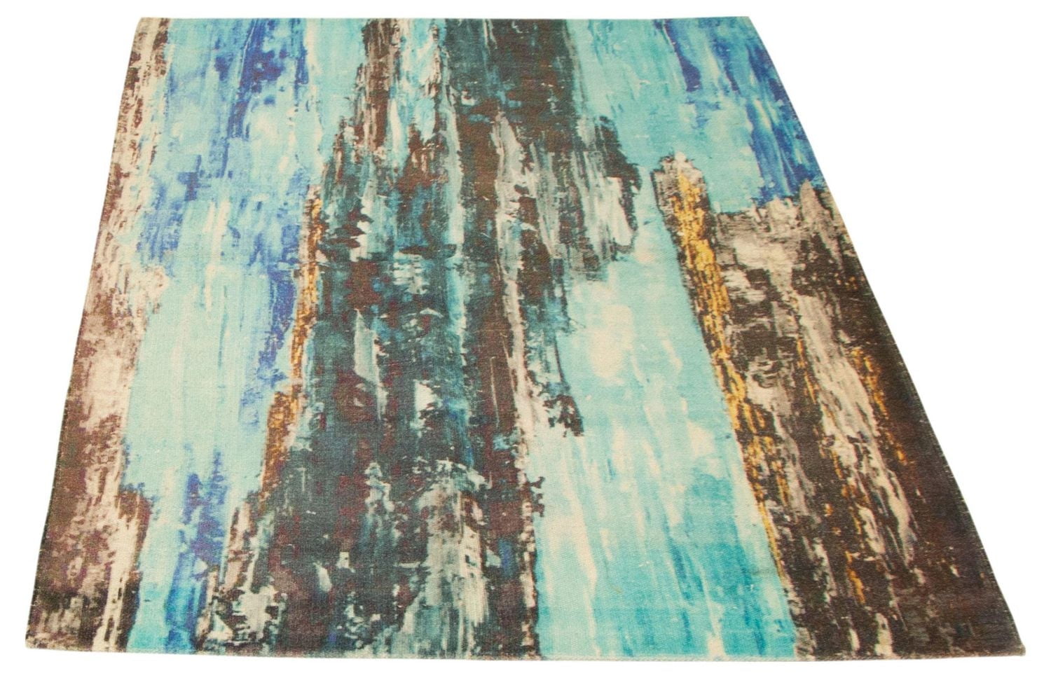ECARPETGALLERY 5'0" x 8'0" Contemporary Color Transition Hand Made Area Rug for Living Room, Dining Room and Bedroom in Blue