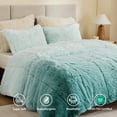thumbnail image 5 of Intelligent Design Twin/Twin XL Shaggy Faux Comforter Set, Long Fur Wave Spring Comforter Bedding Set, 2-Piece Striped Ombre Design Warm Bed Set, Aqua, 5 of 7
