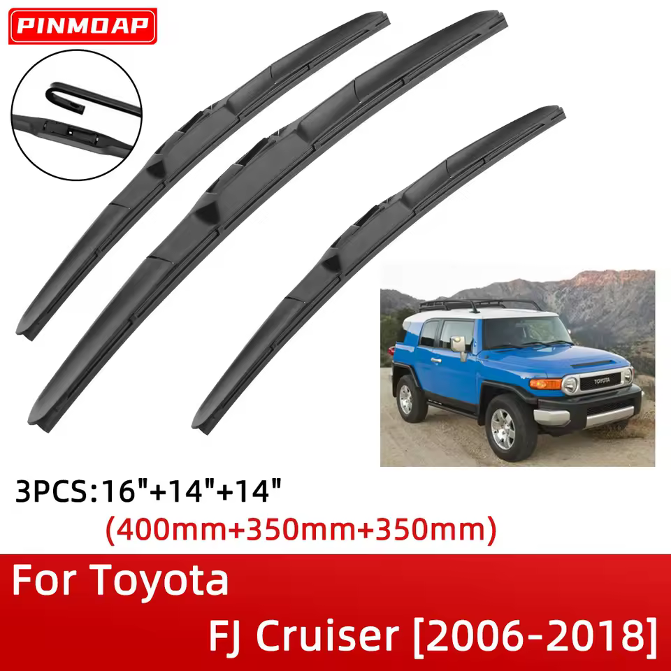 Wiper Blade Set 3 Piece - Compatible with 2007 - 2014 Toyota FJ Cruiser 2008 2009 2010 2011 2012 2013