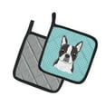 thumbnail image 2 of Carolines Treasures BB1141PTHD Checkerboard Blue Boston Terrier Pair of Pot Holders , 7.5HX7.5W, multicolor, 2 of 3