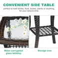 thumbnail image 4 of BOBOKY Outdoor Side Table with Storage Wicker Patio Side Table, Tempered Glass Top End Table for Balcony Porch Deck, 18"D x 18"W x 22.6"H,Brown, 4 of 7