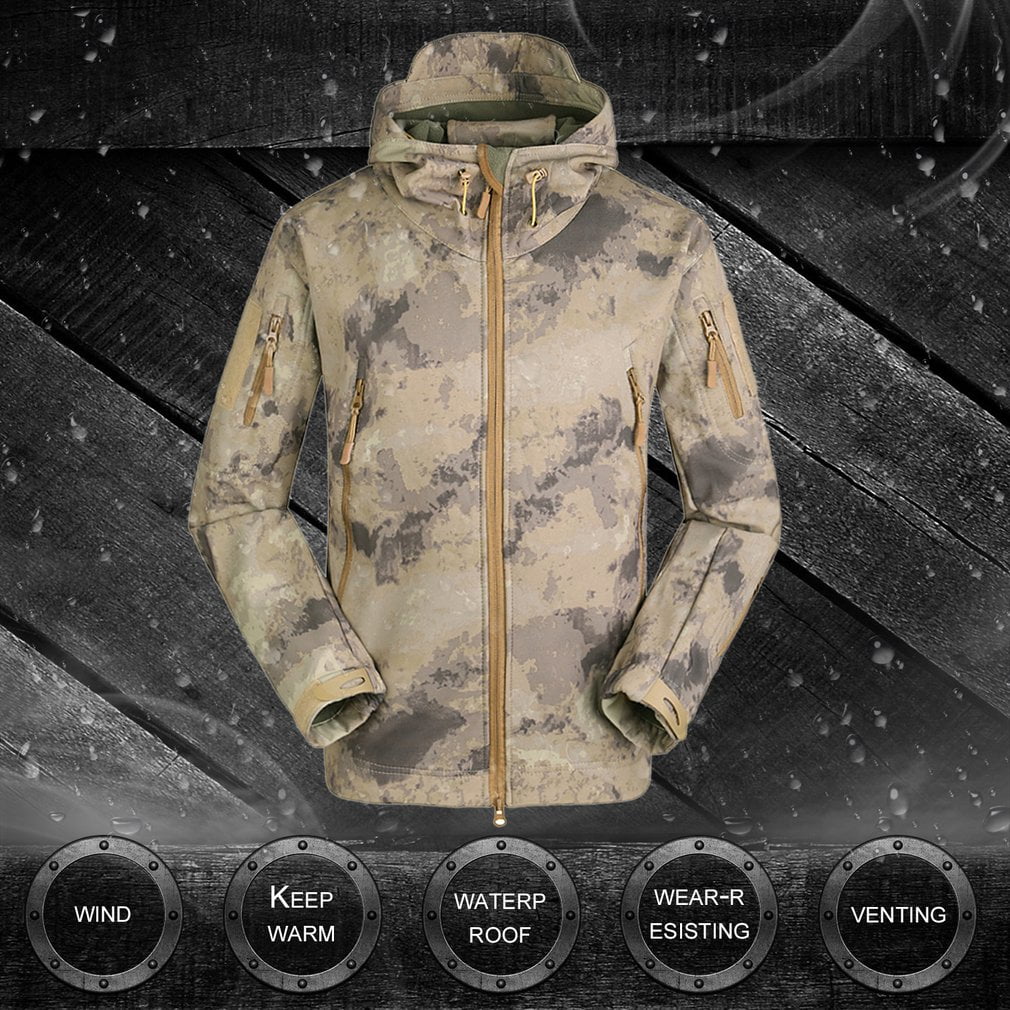 Military Tactical Men Jacket Shark Skin Soft Shell Waterproof Windproof Windbreaker Jacket Wear-resisting Keep Warm Coat by