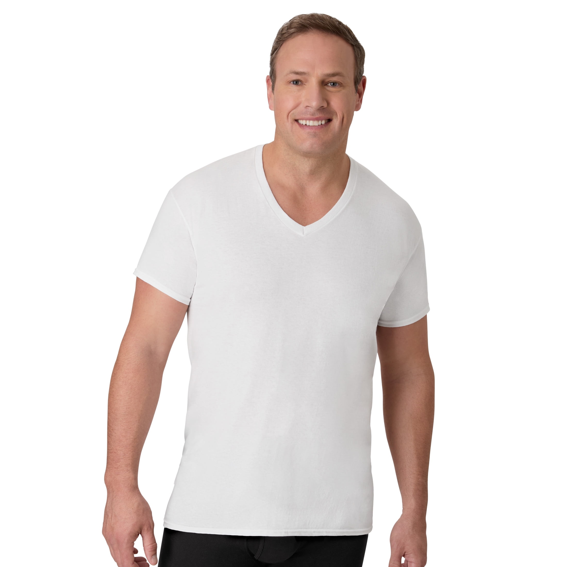 Hanes Tall Man T-Shirt Undershirt, 3-Pack, Cotton V-Neck Undershirts, White (Big & Tall Sizes)