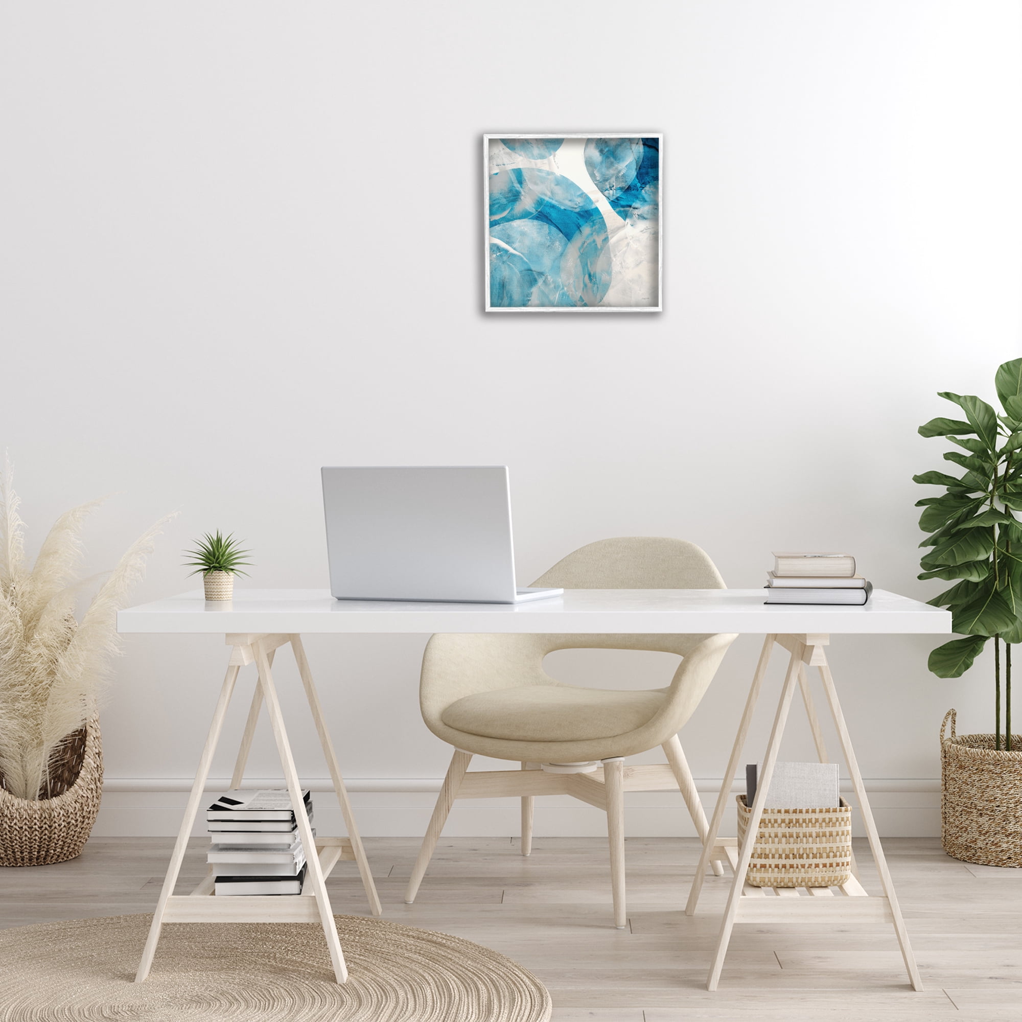 Stupell Industries Opaque Blue Spheres Abstract Painting White Framed Art Print Wall Art, 17 x 17