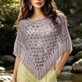 thumbnail image 2 of Fewfanhot Crochet Sequin Fringe Poncho Shawl, Hollow Knit Triangle Wrap for Women Beach Bohemian Daily Wear, 2 of 6
