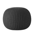 thumbnail image 3 of Urban Shop Round Solid Print Polyester Pouf, Dark Grey, 3 of 5