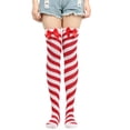 thumbnail image 2 of IWRICH Women's Christmas Knee High Socks Xmas Striped Long Socks Party Dress up Funny Novelty Gifts Red, 2 of 6
