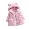 thumbnail image 4 of Esaierr 9M- 8Y Girls Ears Hooded Fleece Jacket for Kids Newborn Zipper Sandwich Cotton Coats Elastic Waist Imitation Fur Cotton Jacket Warm Cotton Outerwear Fall Winter, 4 of 8