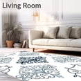thumbnail image 2 of ODIKA 3'x5' Machine Washable Non-Slip Area Rug, Farmhouse Damask Scroll Machine with Timeless Design High Traffic Rug, Blue, 552301, 2 of 7