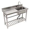 thumbnail image 4 of Stainless Steel Sink with Spacious Bowl, Strong Load-bearing Capacity, Bottom Shelf for Storage, Towel Bars, and Modern Design for Kitchen Use, 4 of 6