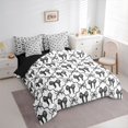 thumbnail image 2 of Manfei Girls Kawaii Ribbon Bowknot Bedding Comforter Set 7-Piece,Kids Teens Geometric Plaid King Bedding Sets,Black Reversible,Super Cozy Room Decor, 2 of 7